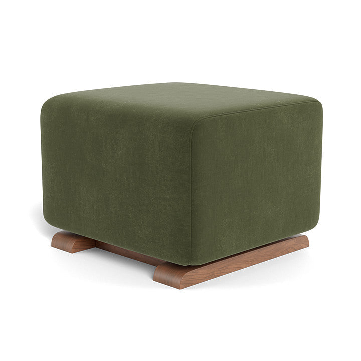 Monte Como Ottoman (Walnut Base) SPECIAL ORDER-Nursery-Monte Design-Performance Velvet: Moss Green Velvet-010887 WN MV-babyandme.ca