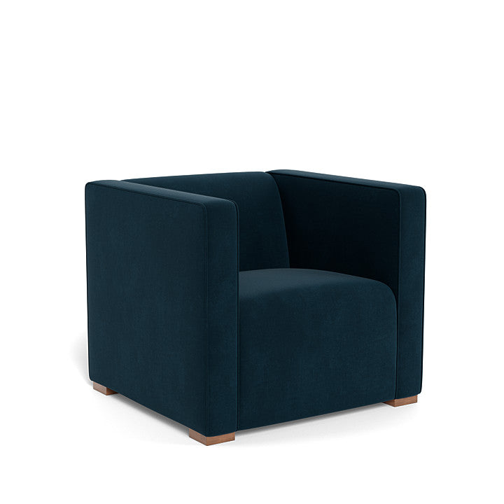 Monte Cub Chair (Walnut Base) SPECIAL ORDER-Nursery-Monte Design-Performance Velvet: Navy Velvet-031623 WN NV-babyandme.ca
