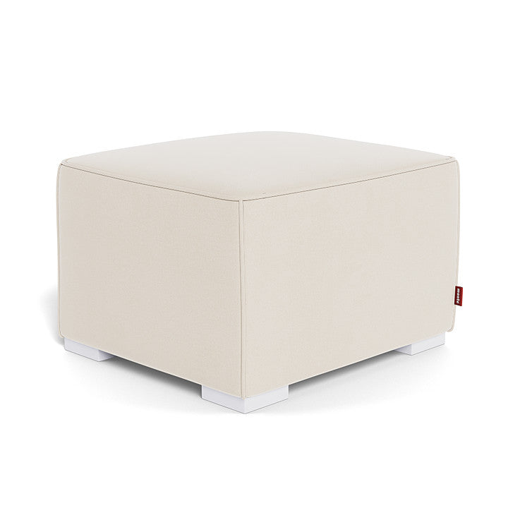 Monte Cub Ottoman (White Base) SPECIAL ORDER-Nursery-Monte Design-Brushed Cotton-Linen: Beach-030782 WH BE-babyandme.ca