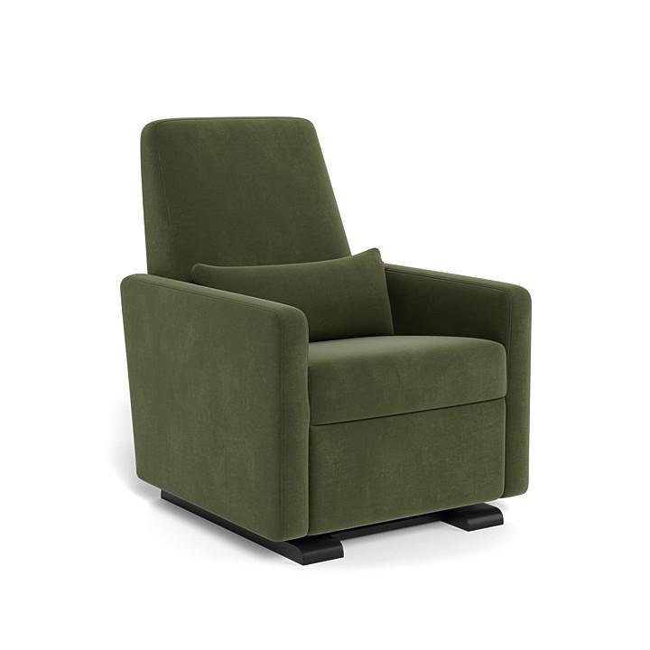 Monte Grano Glider Recliner (Espresso Base) SPECIAL ORDER-Nursery-Monte Design-Performance Velvet: Moss Green Velvet-011163 ES MV-babyandme.ca