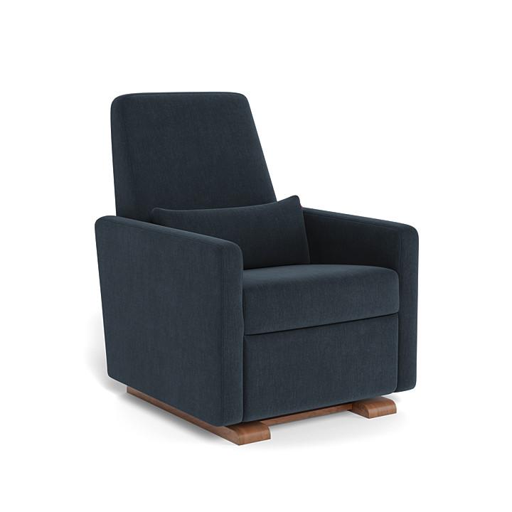 Monte Grano Glider Recliner (Walnut Base) SPECIAL ORDER-Nursery-Monte Design-Performance Heathered: Deep Navy-011163 WN NY-babyandme.ca