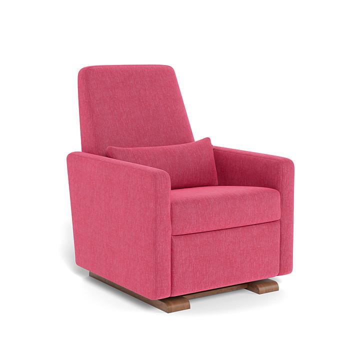 Monte Grano Glider Recliner (Walnut Base) SPECIAL ORDER-Nursery-Monte Design-Performance Heathered: Hot Pink-011163 WN HP-babyandme.ca