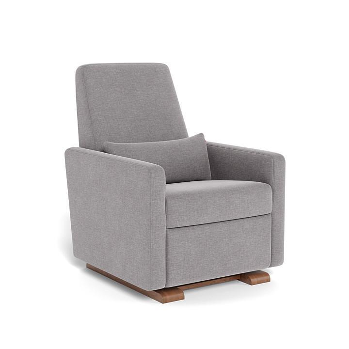 Monte Grano Glider Recliner (Walnut Base) SPECIAL ORDER-Nursery-Monte Design-Performance Heathered: Pebble Grey-011163 WN PB-babyandme.ca