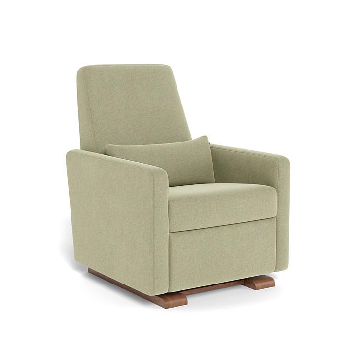 Monte Grano Glider Recliner (Walnut Base) SPECIAL ORDER-Nursery-Monte Design-Performance Heathered: Sage Green-011163 WN SG-babyandme.ca