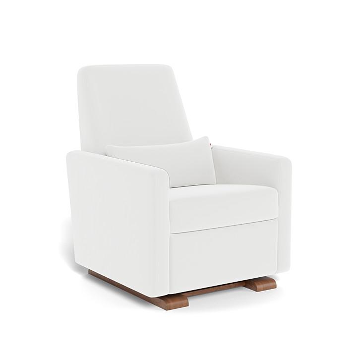 Monte Grano Glider Recliner (Walnut Base) SPECIAL ORDER-Nursery-Monte Design-Performance Microfiber: White-011163 WN MW-babyandme.ca