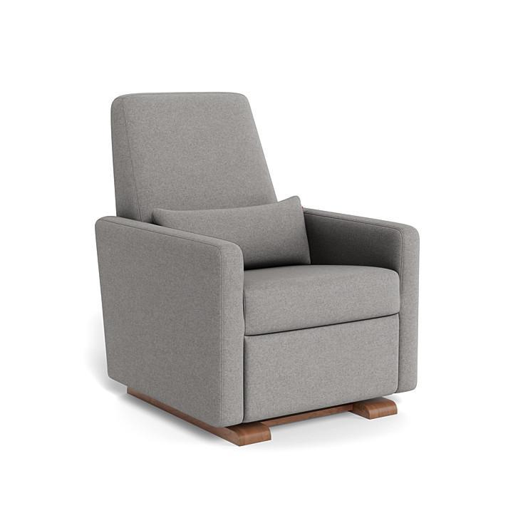 Monte Grano Glider Recliner (Walnut Base) SPECIAL ORDER-Nursery-Monte Design-Premium Wool: Light Grey Italian Wool-011163 WN LG-babyandme.ca