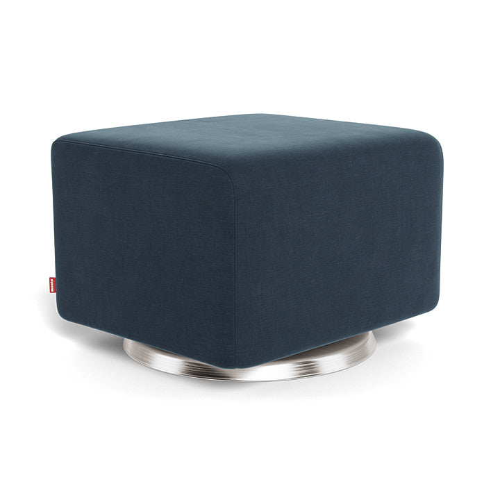 Monte Grano Ottoman (Stainless Steel Base) SPECIAL ORDER-Nursery-Monte Design-Brushed Cotton-Linen: Midnight Blue-030056 SS BL-babyandme.ca