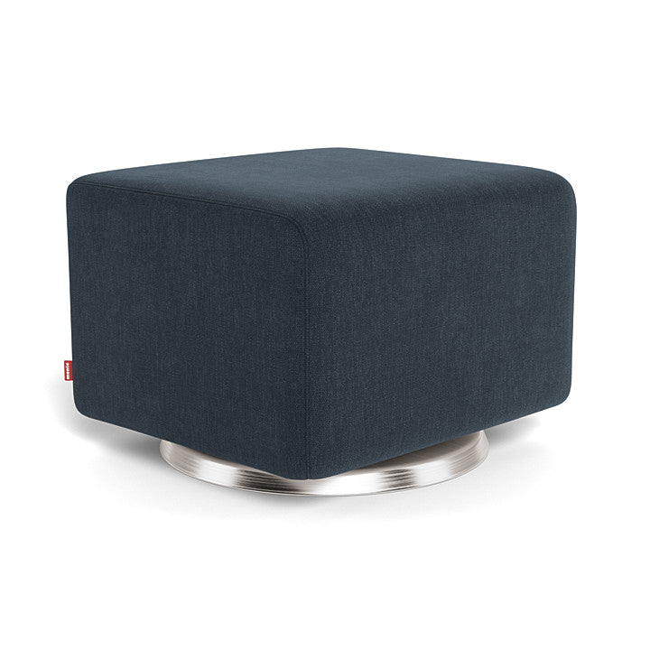 Monte Grano Ottoman (Stainless Steel Base) SPECIAL ORDER-Nursery-Monte Design-Performance Heathered: Deep Navy-030056 SS NY-babyandme.ca