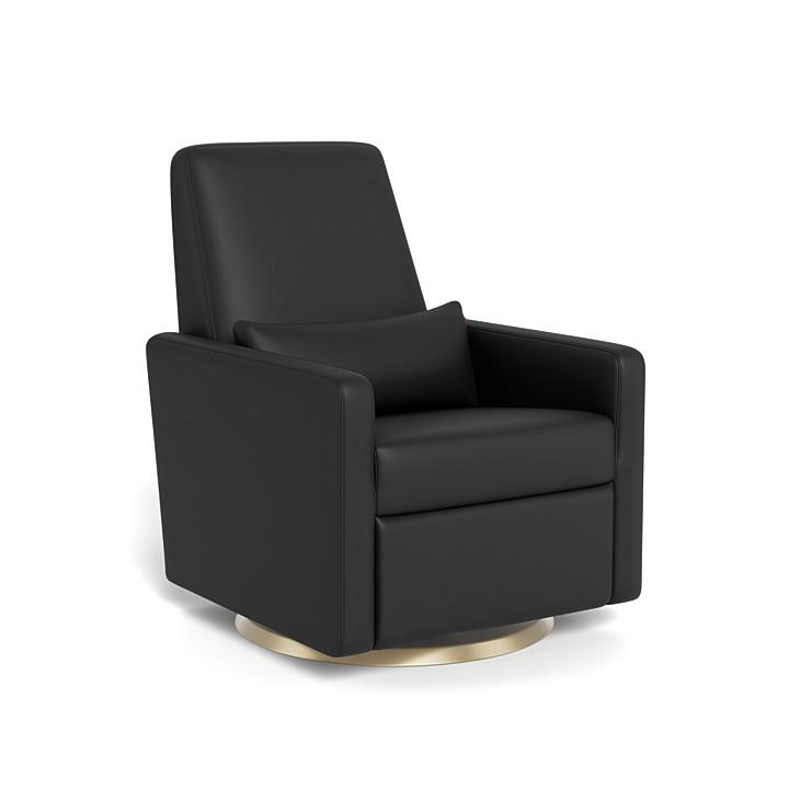 Monte Grano Swivel Glider Recliner (Gold Base) SPECIAL ORDER-Nursery-Monte Design-Enviroleather: Black-011163 GD BK-babyandme.ca