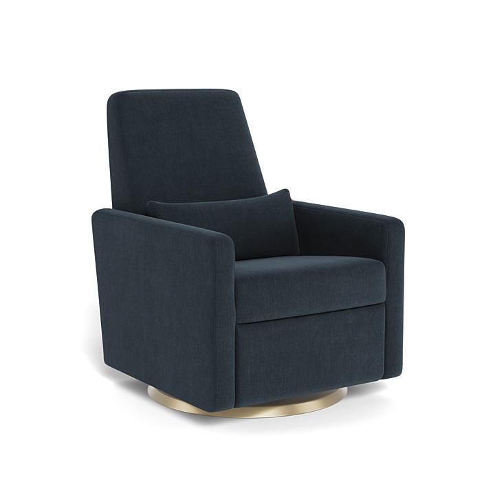 Monte Grano Swivel Glider Recliner (Gold Base) SPECIAL ORDER-Nursery-Monte Design-Performance Heathered: Deep Navy-011163 GD NY-babyandme.ca