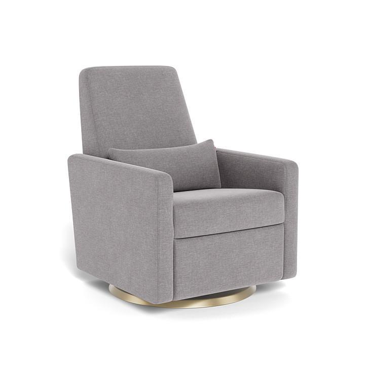 Monte Grano Swivel Glider Recliner (Gold Base) SPECIAL ORDER-Nursery-Monte Design-Performance Heathered: Pebble Grey-011163 GD PB-babyandme.ca