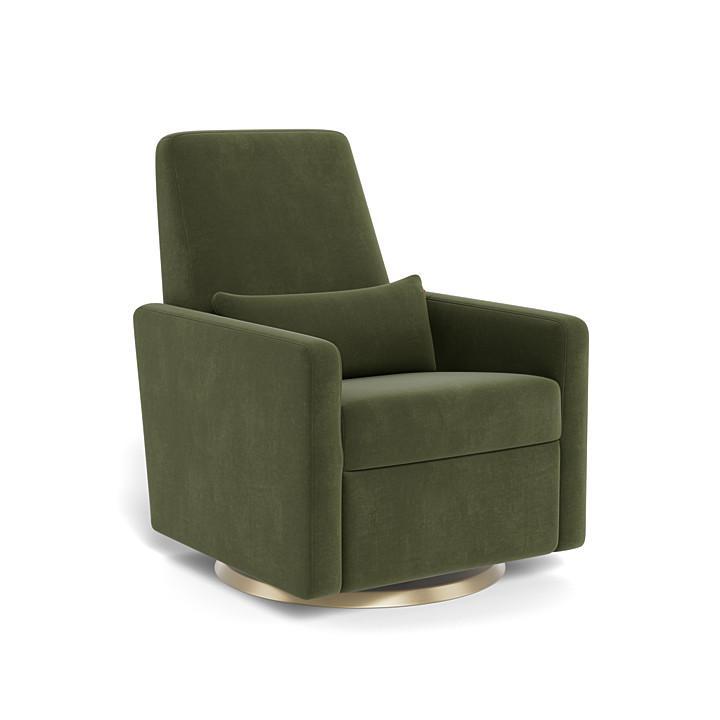 Monte Grano Swivel Glider Recliner (Gold Base) SPECIAL ORDER-Nursery-Monte Design-Performance Velvet: Moss Green Velvet-011163 GD MV-babyandme.ca