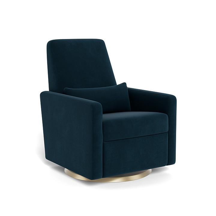 Monte Grano Swivel Glider Recliner (Gold Base) SPECIAL ORDER-Nursery-Monte Design-Performance Velvet: Navy Velvet-011163 GD NV-babyandme.ca