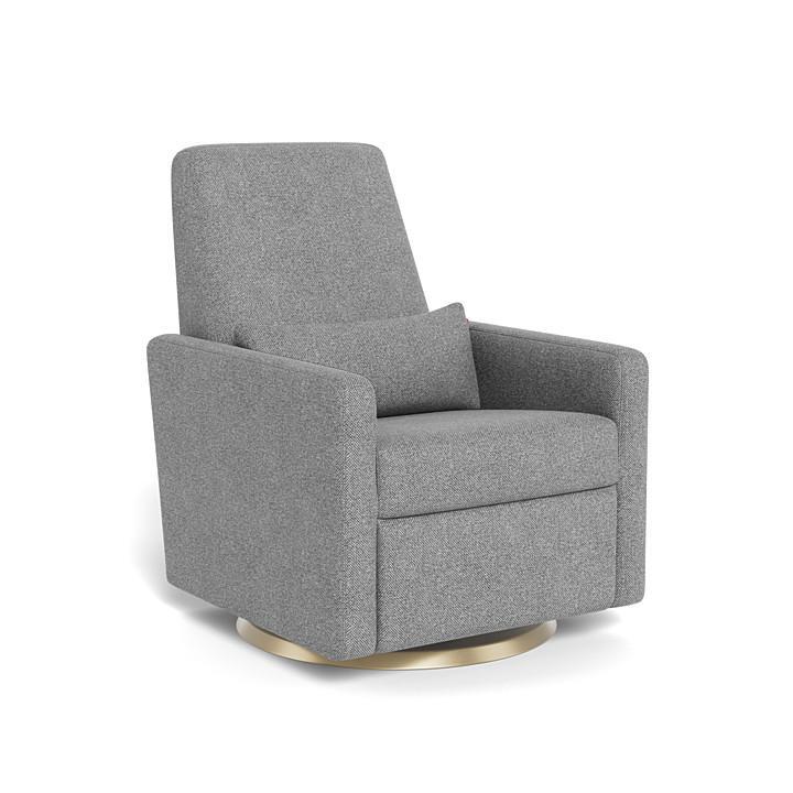 Monte Grano Swivel Glider Recliner (Gold Base) SPECIAL ORDER-Nursery-Monte Design-Performance Weave: Pepper Grey-011163 GD PG-babyandme.ca