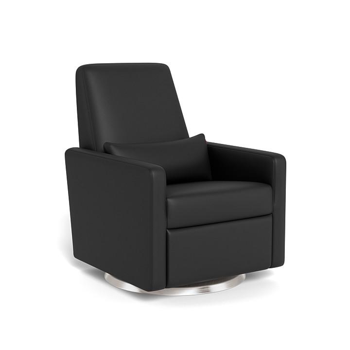 Monte Grano Swivel Glider Recliner (Stainless Steel Base) SPECIAL ORDER-Nursery-Monte Design-Enviroleather: Black-011163 SS BK-babyandme.ca