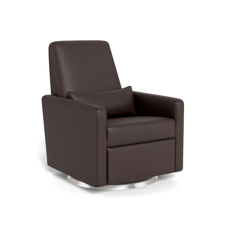 Monte Grano Swivel Glider Recliner (Stainless Steel Base) SPECIAL ORDER-Nursery-Monte Design-Enviroleather: Brown-011163 SS BN-babyandme.ca