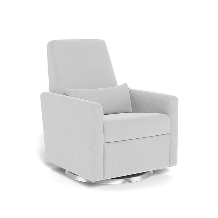 Monte Grano Swivel Glider Recliner (Stainless Steel Base) SPECIAL ORDER-Nursery-Monte Design-Performance Heathered: Ash-011163 SS AS-babyandme.ca