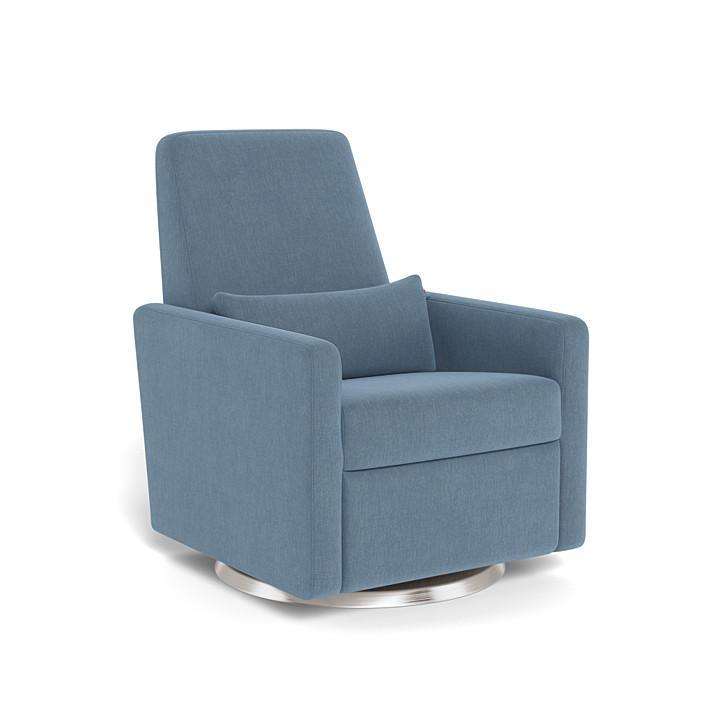 Monte Grano Swivel Glider Recliner (Stainless Steel Base) SPECIAL ORDER-Nursery-Monte Design-Performance Heathered: Denim Blue-011163 SS DB-babyandme.ca