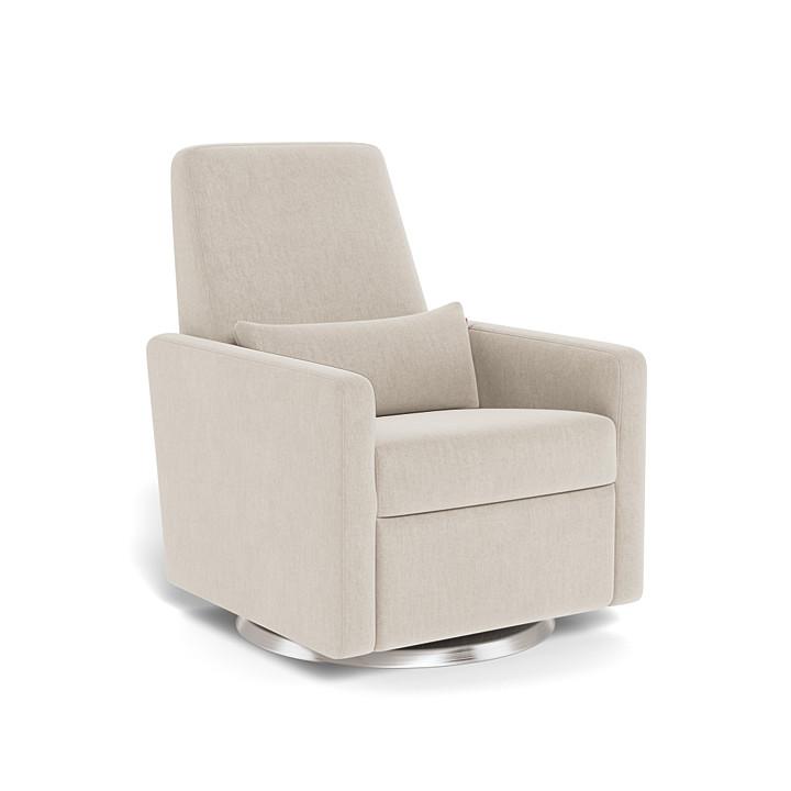 Monte Grano Swivel Glider Recliner (Stainless Steel Base) SPECIAL ORDER-Nursery-Monte Design-Performance Heathered: Dune-011163 SS DN-babyandme.ca