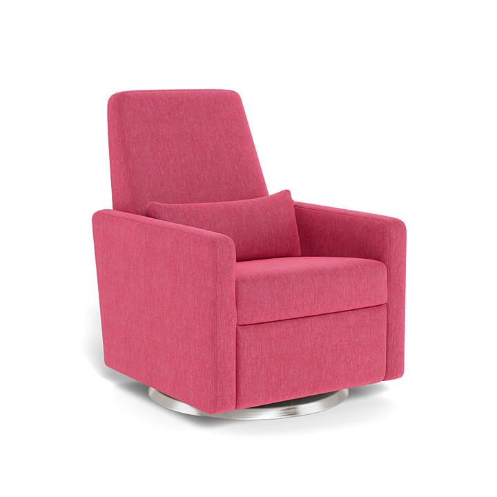 Monte Grano Swivel Glider Recliner (Stainless Steel Base) SPECIAL ORDER-Nursery-Monte Design-Performance Heathered: Hot Pink-011163 SS HP-babyandme.ca