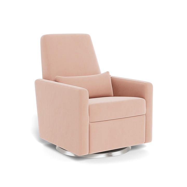 Monte Grano Swivel Glider Recliner (Stainless Steel Base) SPECIAL ORDER-Nursery-Monte Design-Performance Velvet: Blush Velvet-011163 SS BV-babyandme.ca