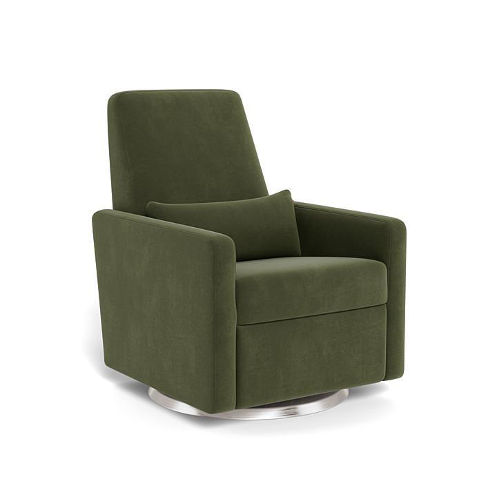 Monte Grano Swivel Glider Recliner (Stainless Steel Base) SPECIAL ORDER-Nursery-Monte Design-Performance Velvet: Moss Green Velvet-011163 SS MV-babyandme.ca