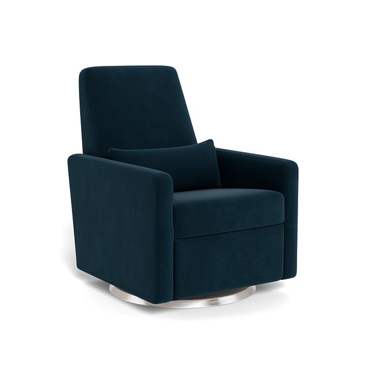 Monte Grano Swivel Glider Recliner (Stainless Steel Base) SPECIAL ORDER-Nursery-Monte Design-Performance Velvet: Navy Velvet-011163 SS NV-babyandme.ca