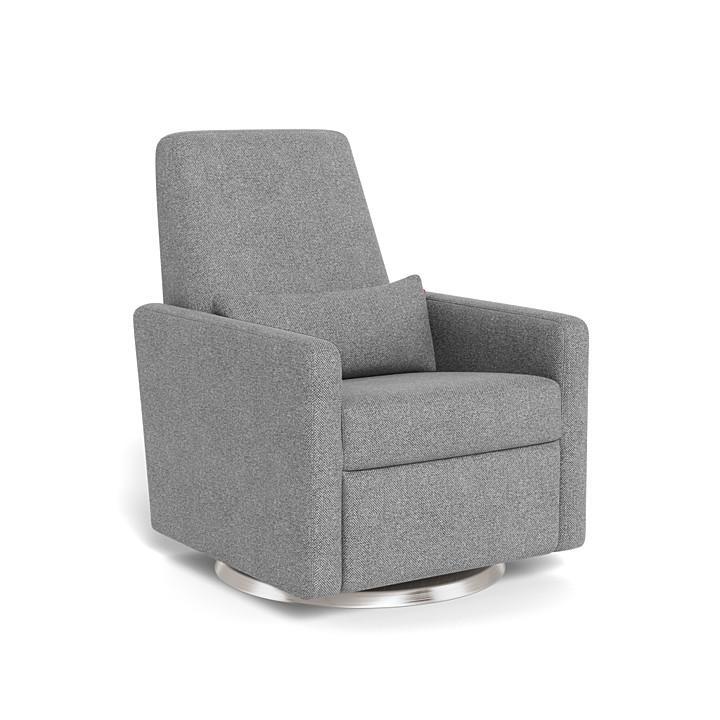 Monte Grano Swivel Glider Recliner (Stainless Steel Base) SPECIAL ORDER-Nursery-Monte Design-Performance Weave: Pepper Grey-011163 SS PG-babyandme.ca