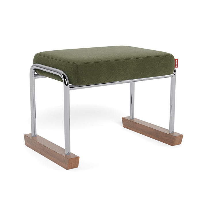 Monte Jackson Collection Ottoman (Chrome Frame) SPECIAL ORDER-Nursery-Monte Design-Performance Velvet: Moss Green Velvet-011154 CM MV-babyandme.ca