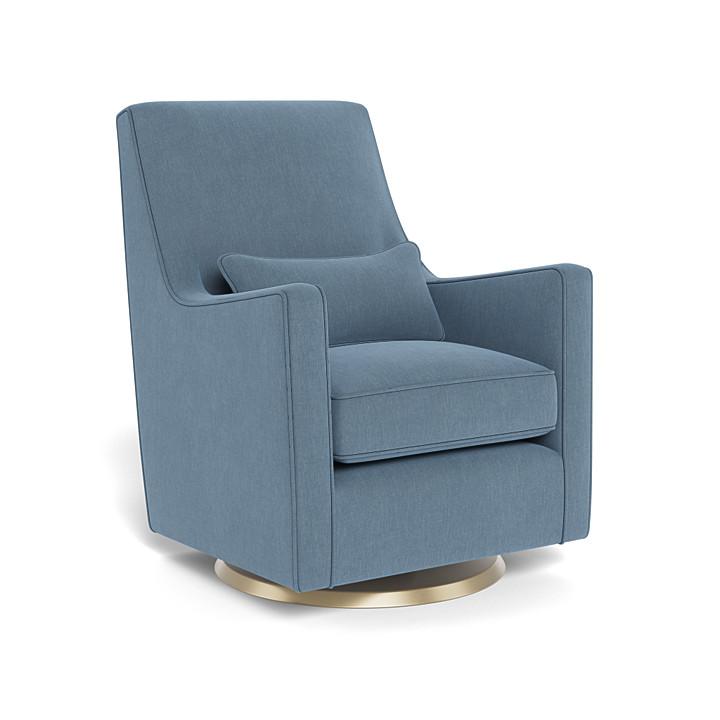 Monte Luca Swivel Glider (Gold Base) SPECIAL ORDER-Nursery-Monte Design-Performance Heathered: Denim Blue-010889 GD DB-babyandme.ca