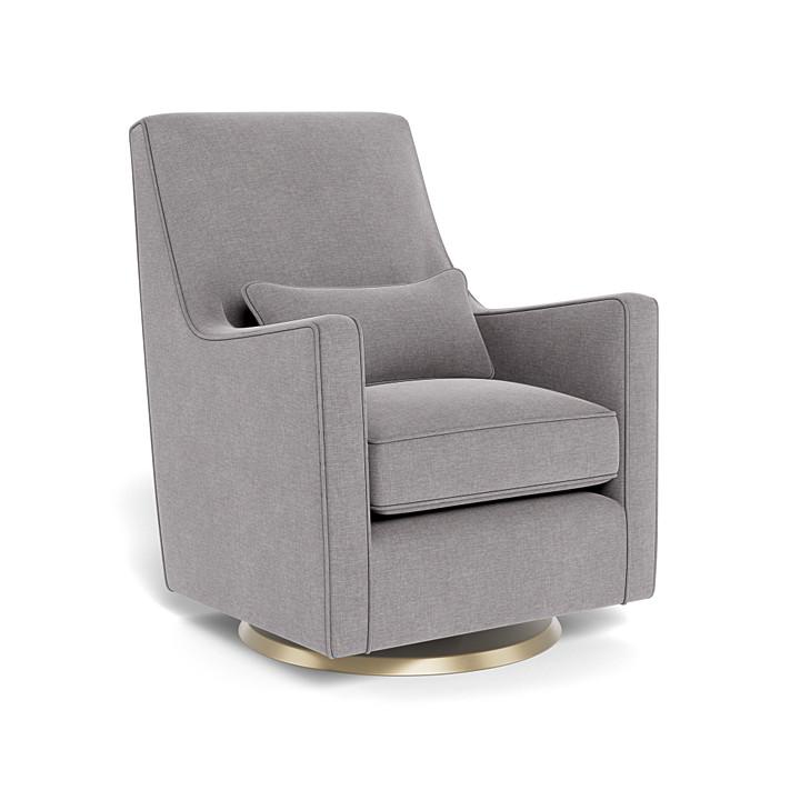 Monte Luca Swivel Glider (Gold Base) SPECIAL ORDER-Nursery-Monte Design-Performance Heathered: Pebble Grey-010889 GD PB-babyandme.ca