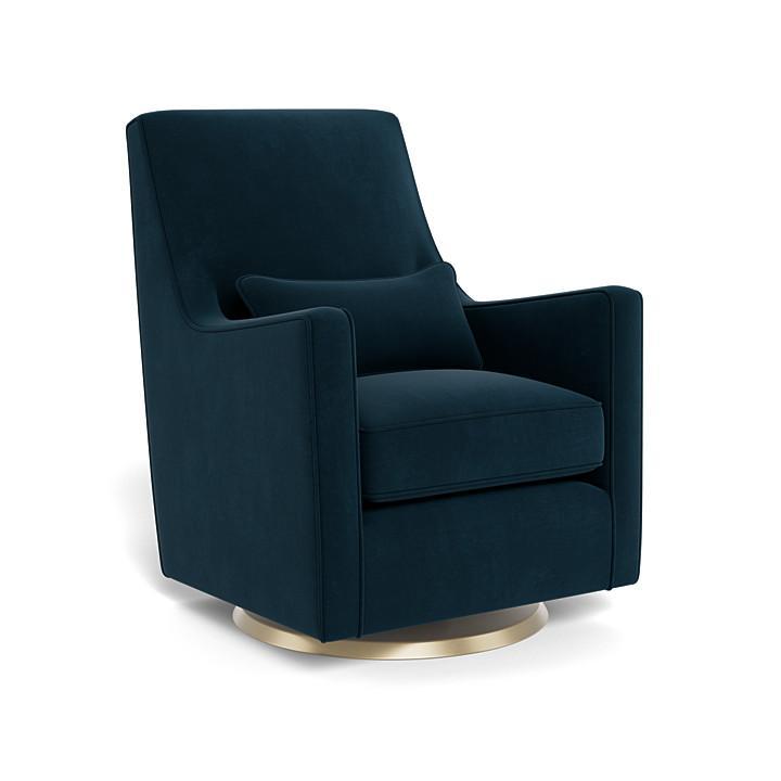 Monte Luca Swivel Glider (Gold Base) SPECIAL ORDER-Nursery-Monte Design-Performance Velvet: Navy Velvet-010889 GD NV-babyandme.ca