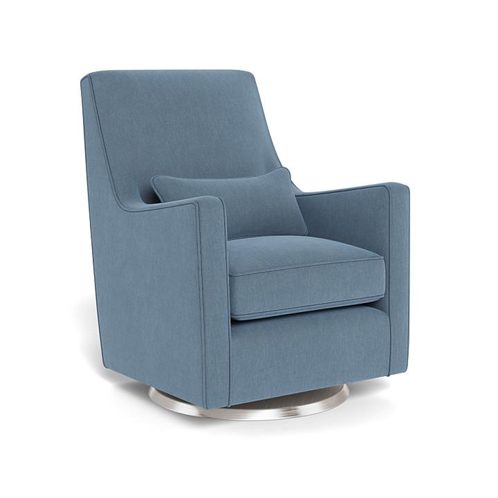 Monte Luca Swivel Glider (Stainless Steel Base) SPECIAL ORDER-Nursery-Monte Design-Performance Heathered: Denim Blue-010889 SS DB-babyandme.ca