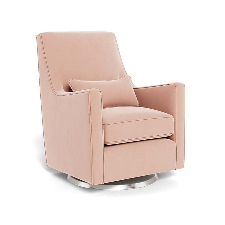 Monte Luca Swivel Glider (Stainless Steel Base) SPECIAL ORDER-Nursery-Monte Design-Performance Velvet: Blush Velvet-010889 SS BV-babyandme.ca