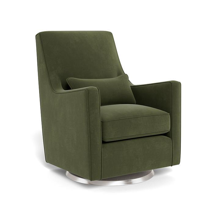 Monte Luca Swivel Glider (Stainless Steel Base) SPECIAL ORDER-Nursery-Monte Design-Performance Velvet: Moss Green Velvet-010889 SS MV-babyandme.ca