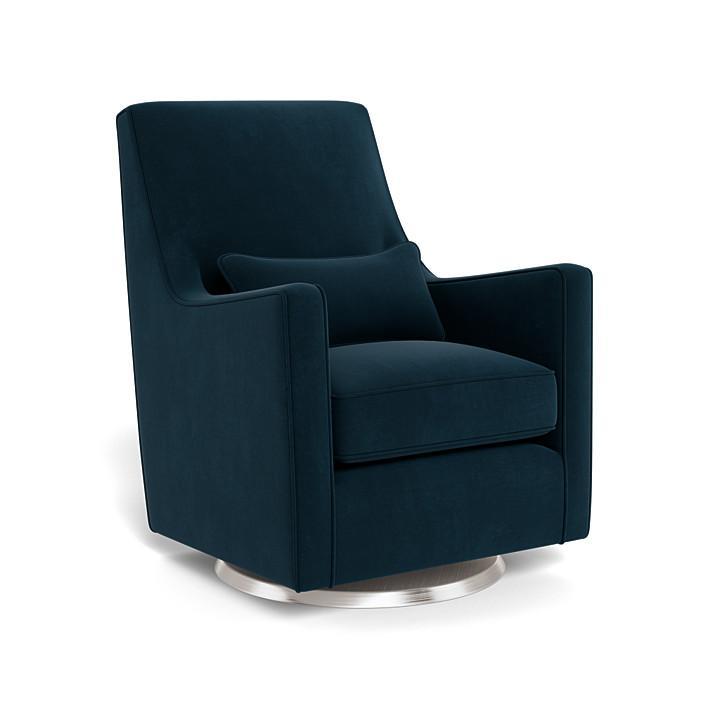 Monte Luca Swivel Glider (Stainless Steel Base) SPECIAL ORDER-Nursery-Monte Design-Performance Velvet: Navy Velvet-010889 SS NV-babyandme.ca