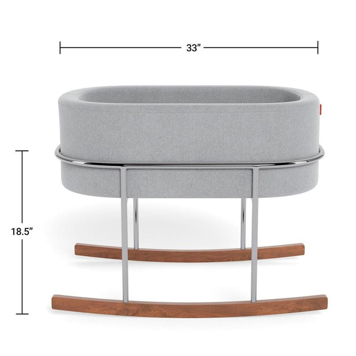 Monte Quick Ship Rockwell Bassinet SPECIAL ORDER-Nursery-Monte Design-Nordic Grey Fabric/Chrome Frame-030012 CM NG-babyandme.ca