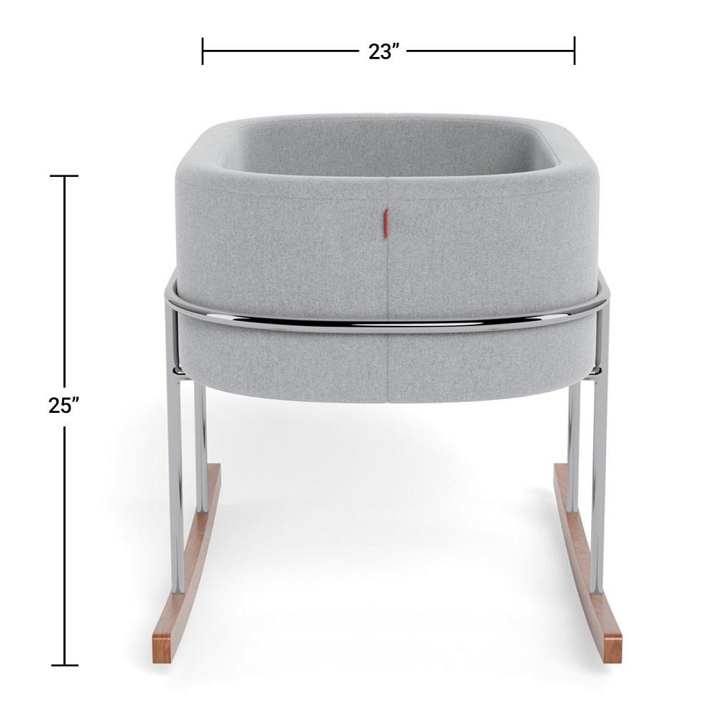 Monte Quick Ship Rockwell Bassinet SPECIAL ORDER-Nursery-Monte Design-Nordic Grey Fabric/Chrome Frame-030012 CM NG-babyandme.ca