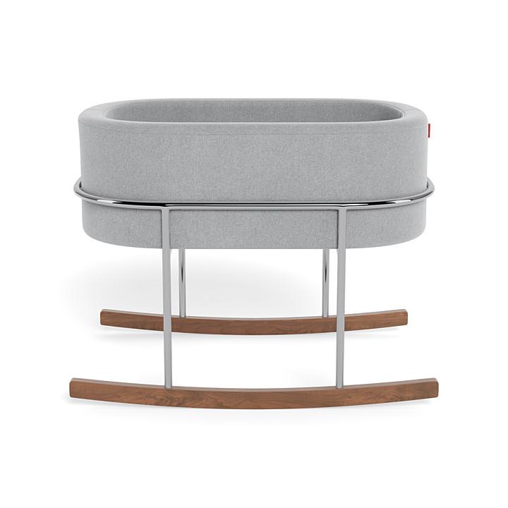 Monte Rockwell Bassinet (Chrome/Walnut Frame) SPECIAL ORDER-Nursery-Monte Design-Performance Heathered: Nordic Grey-010890 CM NG-babyandme.ca