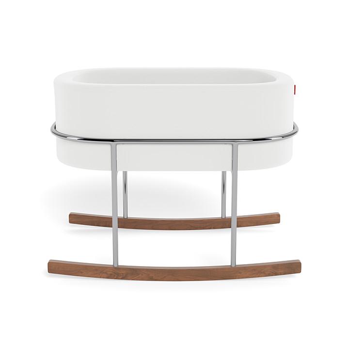 Monte Rockwell Bassinet (Chrome/Walnut Frame) SPECIAL ORDER-Nursery-Monte Design-Performance Microfiber: White-010890 CM MW-babyandme.ca