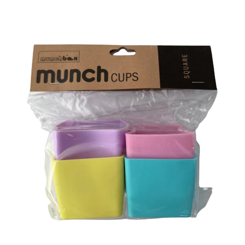 Munchbox Munch Cups 4pcs (Pastel Squares)-Feeding-MunchBox-031890 PA-babyandme.ca