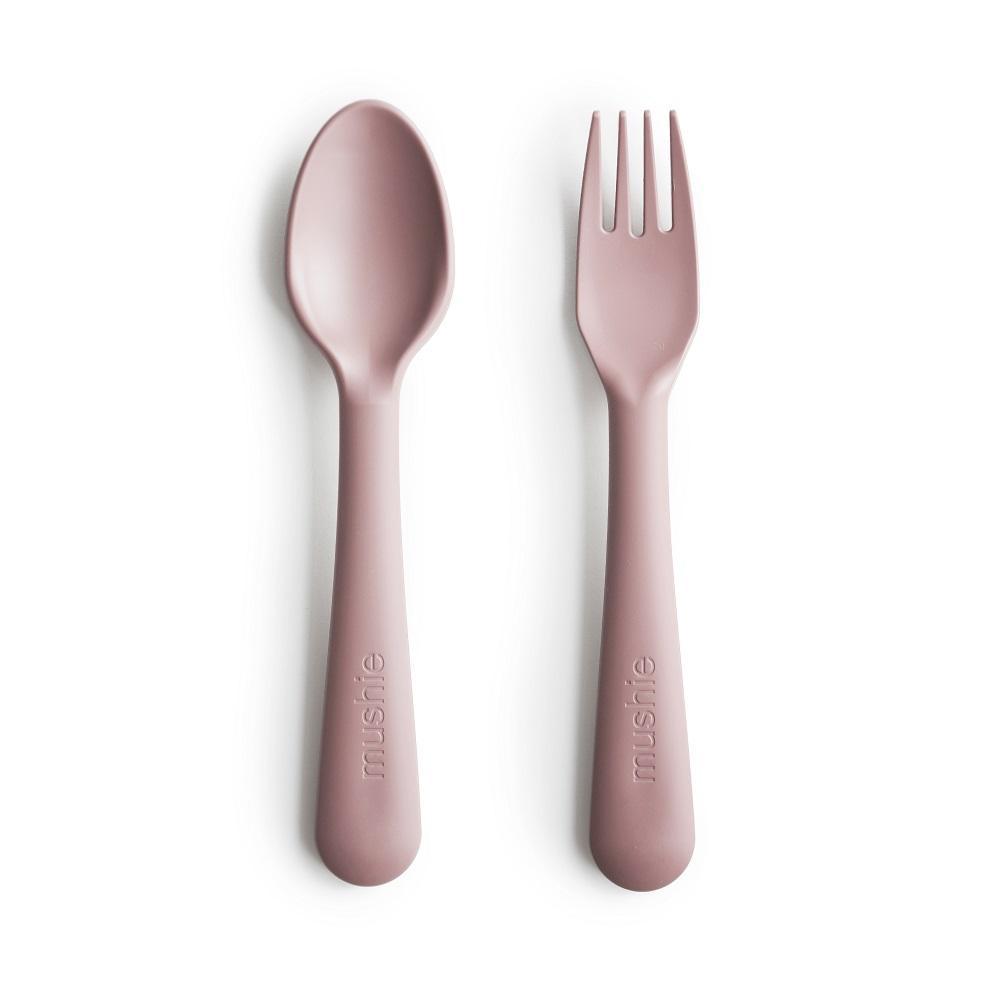 Mushie Fork & Spoon Set (Blush)-Feeding-Mushie-028660 BS-babyandme.ca