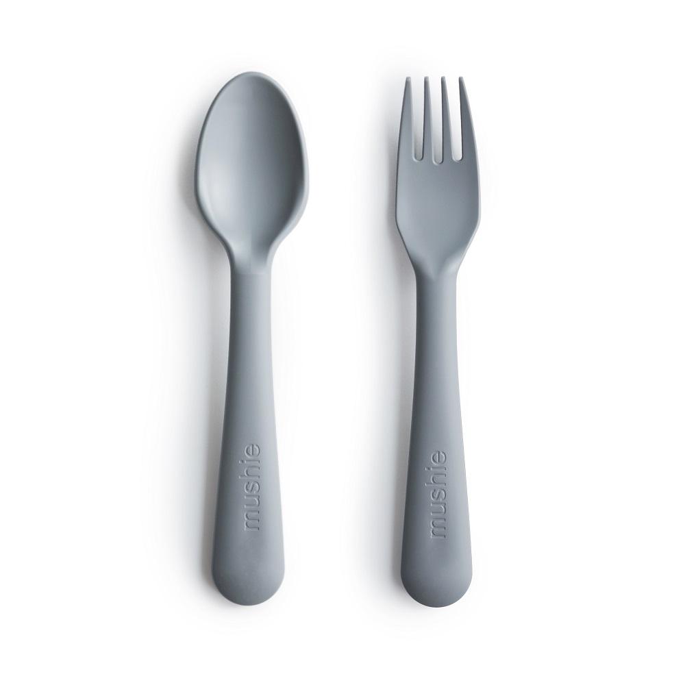 Mushie Fork & Spoon Set (Cloud)-Feeding-Mushie-028660 CD-babyandme.ca