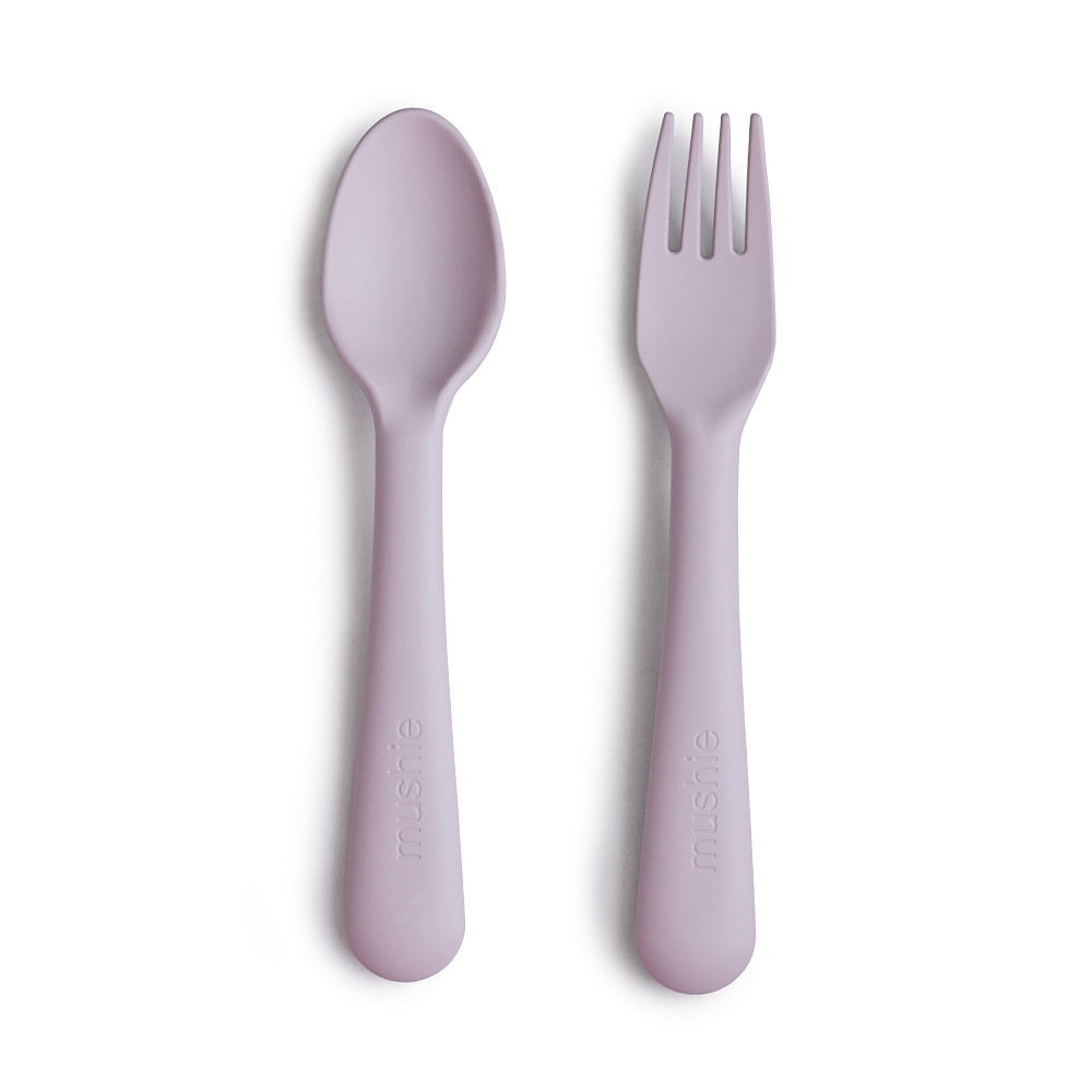 Mushie Fork & Spoon Set (Lilac)-Feeding-Mushie-028660 LI-babyandme.ca