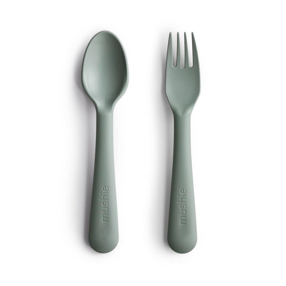 Mushie Fork & Spoon Set (Sage)-Feeding-Mushie-028660 SG-babyandme.ca