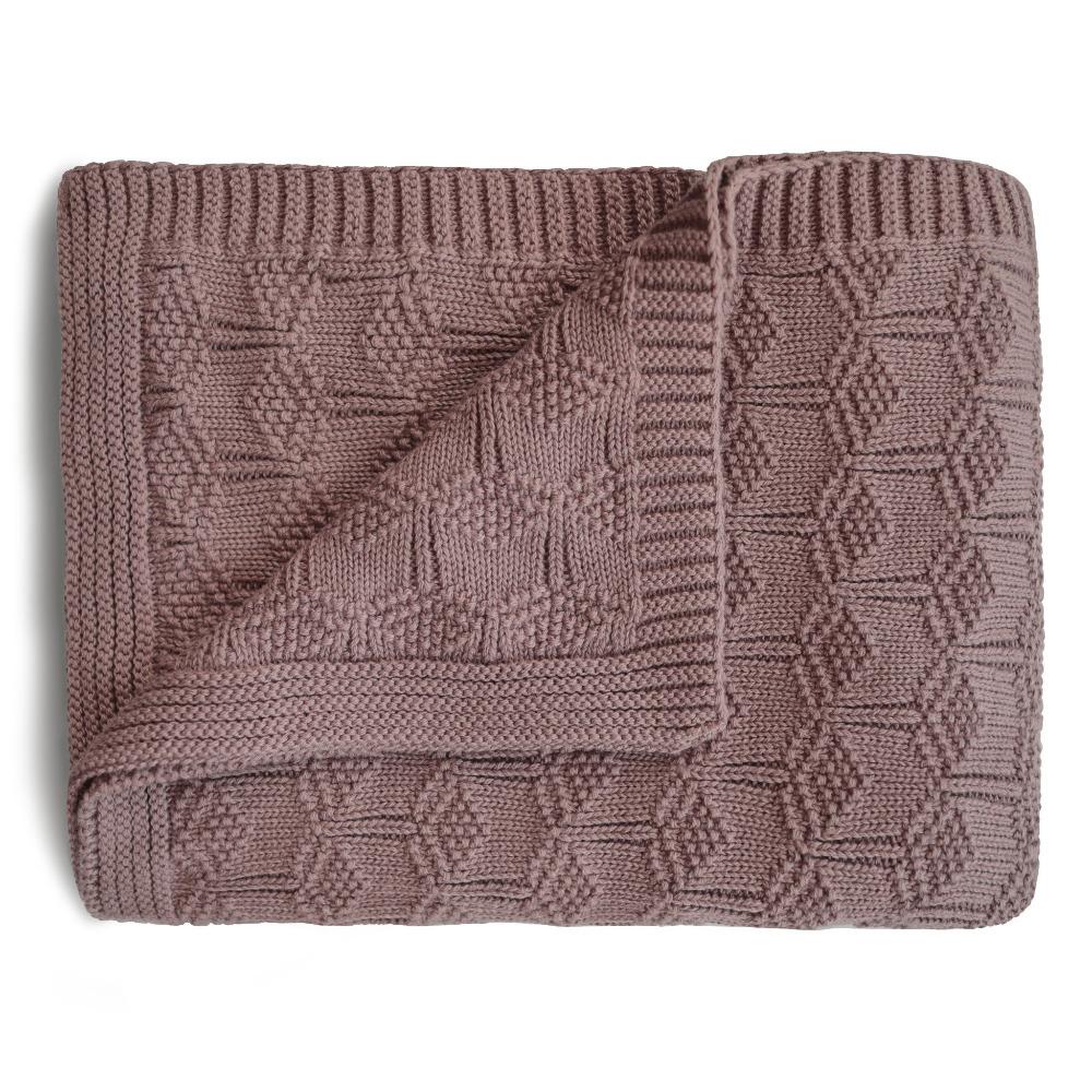 Mushie Knitted Honeycomb Baby Blanket (Desert Rose)-Nursery-Mushie-030469 DR-babyandme.ca