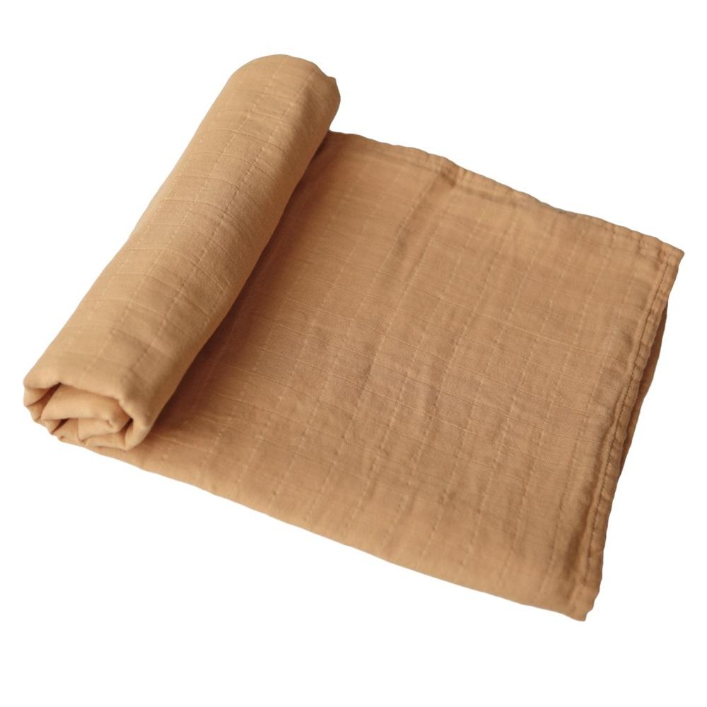 Mushie Organic Cotton Swaddle Blanket (Fall Yellow)-Nursery-Mushie-028651 FY-babyandme.ca