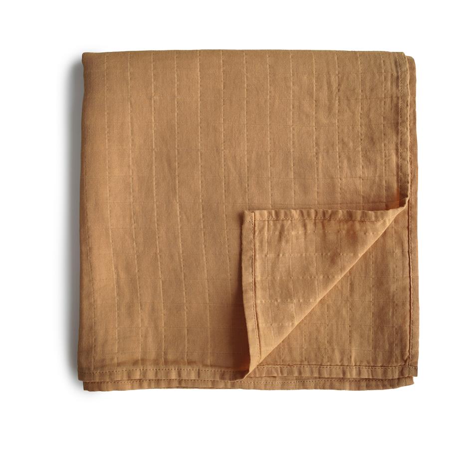 Mushie Organic Cotton Swaddle Blanket (Fall Yellow)-Nursery-Mushie-028651 FY-babyandme.ca