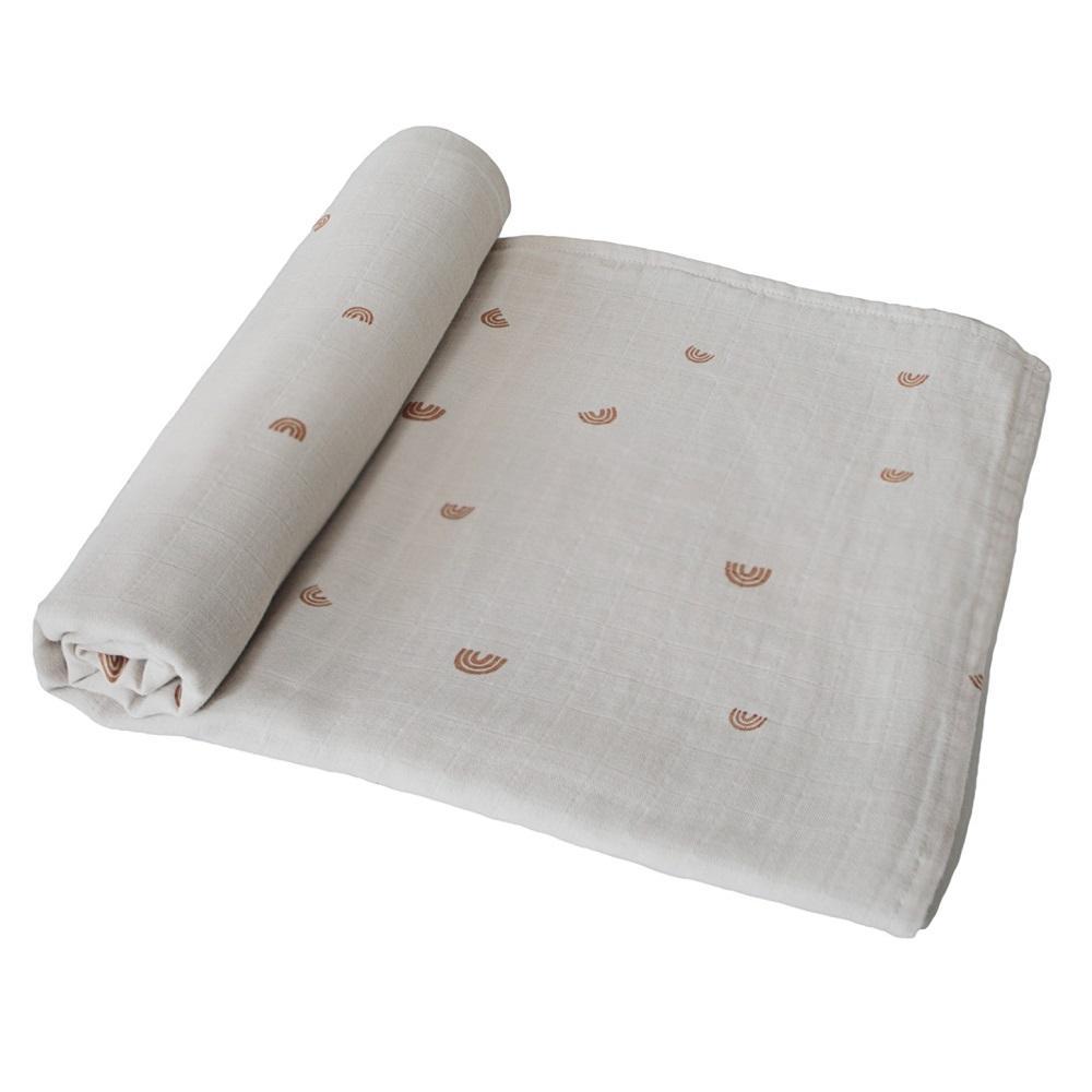 Mushie Organic Cotton Swaddle Blanket (Rainbows)-Nursery-Mushie-028651 RB-babyandme.ca