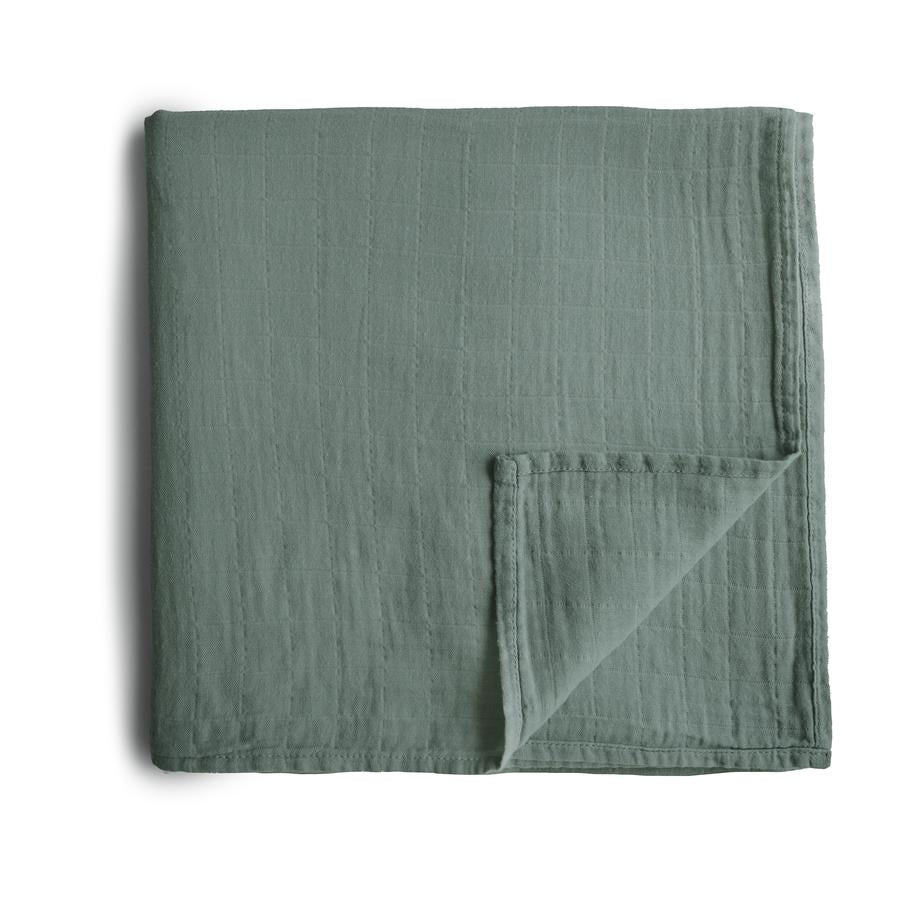 Mushie Organic Cotton Swaddle Blanket (Roman Green)-Nursery-Mushie-028651 RG-babyandme.ca